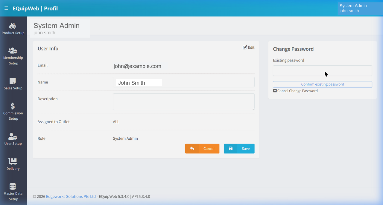 Change Password Section
